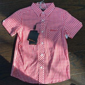 Ben Sherman boys age 45 red white gingham check button down